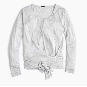 J Crew Grey Long Sleeve Waist Tie Top